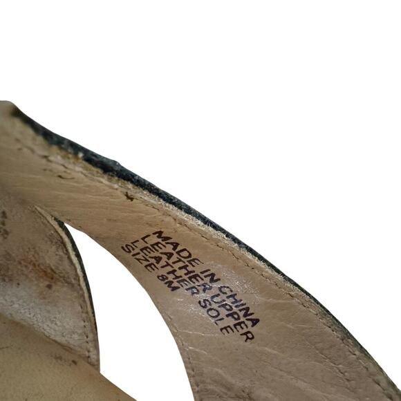 Michael Kors Black Leather Platform Open Toe T-strap Sandals Size 8M 90's Y2K - Picture 5 of 14